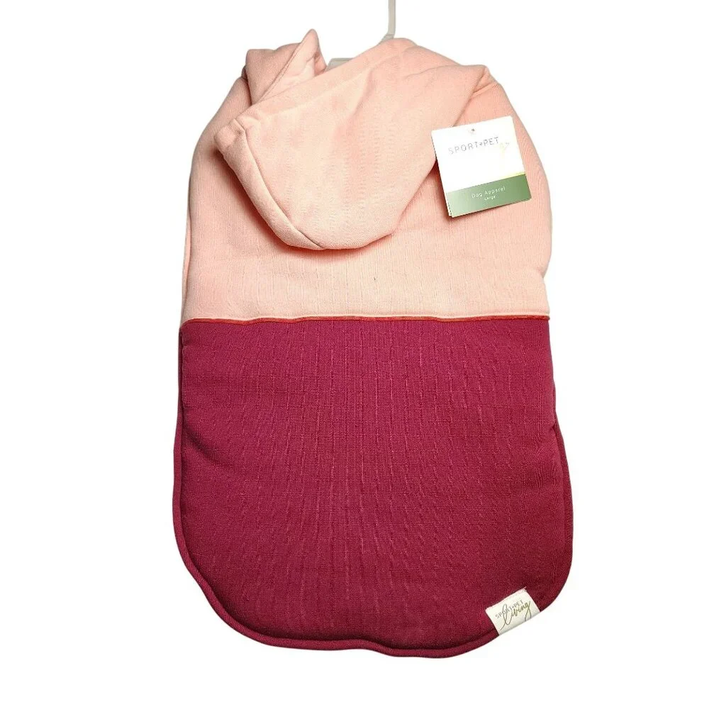 SportPet Living Dog Large Dual-Color peach and Burgundy Pet Hoodie Jacket
